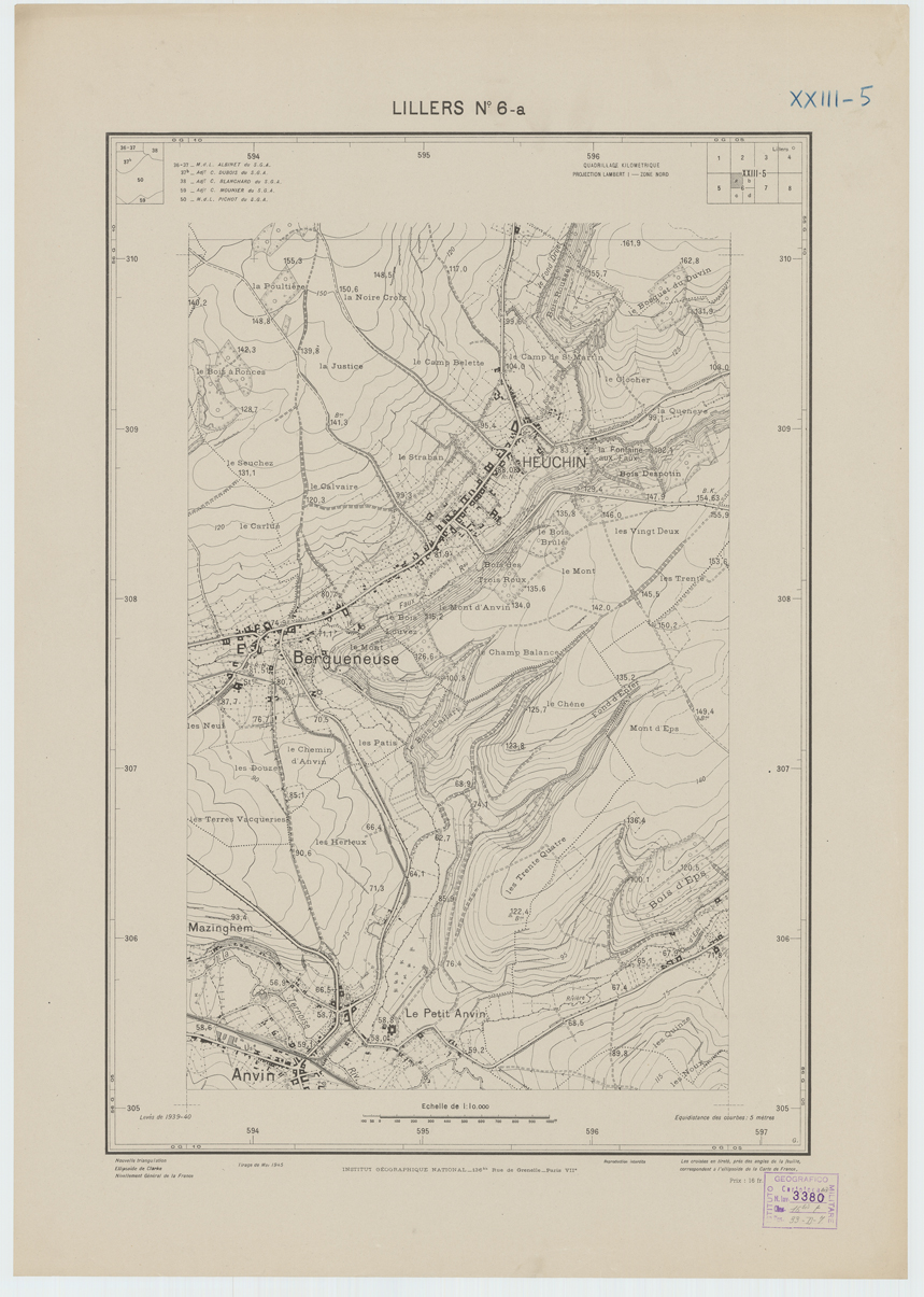 (N:21147) PLANS DIRECTEURS - LILLERS XXII N6a (B0017627) Carte e stampe antiche: riproduzione a colori su carta (formato A1)