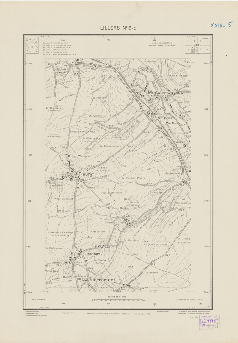 (N:21148) PLANS DIRECTEURS - LILLERS XXIII N6c (B0017628) Carte e stampe antiche: riproduzione a colori su carta (formato A1)