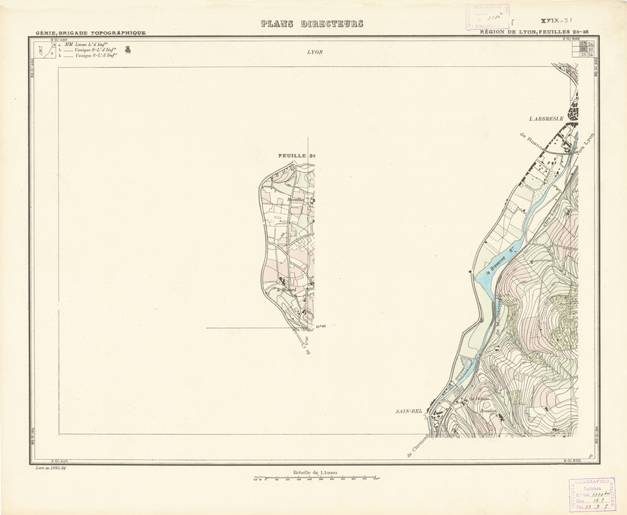 (N:21162) PLANS DIRECTEURS - REGION DE LYON FEUILLE 23-38 (B0017642) Carte e stampe antiche: riproduzione a colori su carta (formato A1)