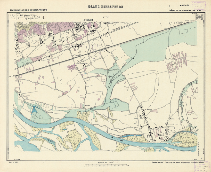 (N:21176) PLANS DIRECTEURS - REGION DE LYON FEUILLE 45 (B0017656) Carte e stampe antiche: riproduzione a colori su carta (formato A1)