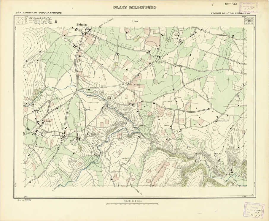 (N:21203) PLANS DIRECTEURS - REGION DE LYON FEUILLE 100 (B0017683) Carte e stampe antiche: riproduzione a colori su carta (formato A1)