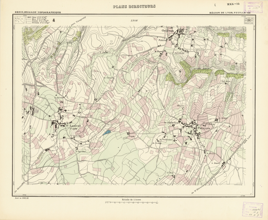 (N:21217) PLANS DIRECTEURS - REGION DE LYON FEUILLE 130 (B0017697) Carte e stampe antiche: riproduzione a colori su carta (formato A1)