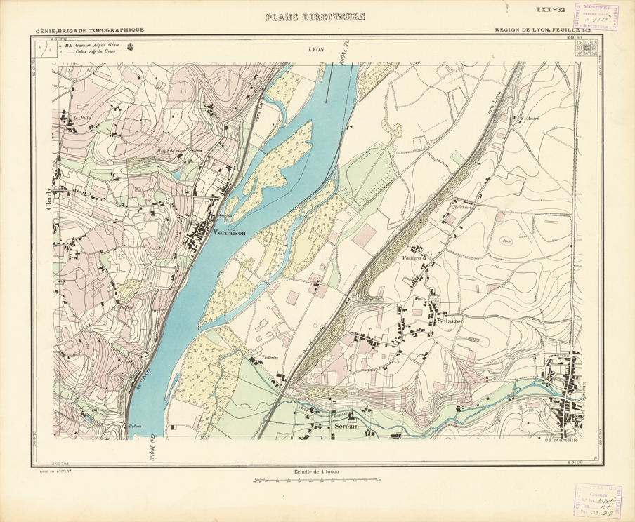 (N:21219) PLANS DIRECTEURS - REGION DE LYON FEUILLE 132 (B0017699) Carte e stampe antiche: riproduzione a colori su carta (formato A1)