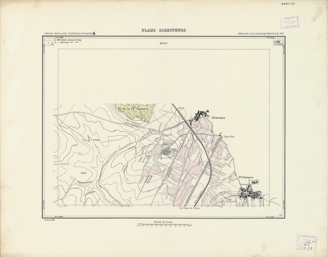 (N:21305) PLANS DIRECTEURS - REGION D'AUXONNE FEUILLE 107 (B0017786) Carte e stampe antiche: riproduzione a colori su carta (formato A1)