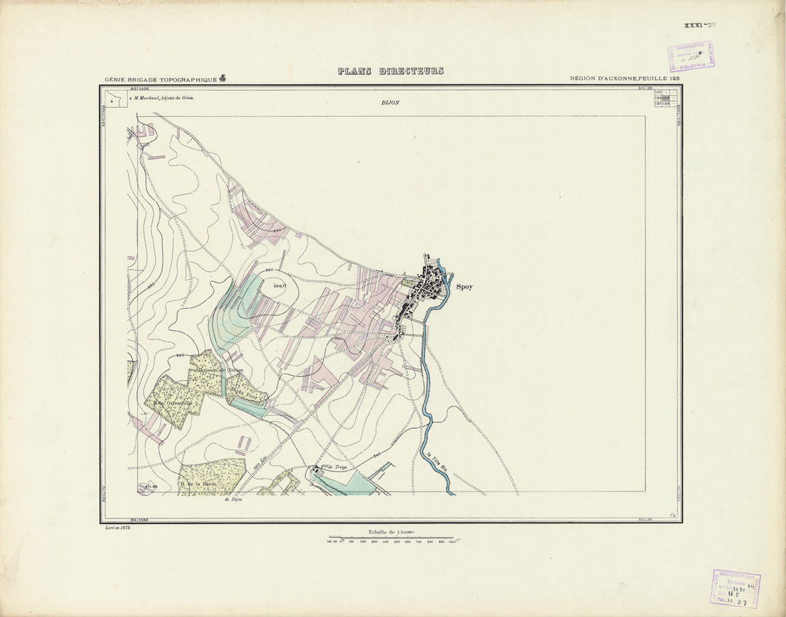(N:21308) PLANS DIRECTEURS - REGION D'AUXONNE FEUILLE 123 (B0017789) Carte e stampe antiche: riproduzione a colori su carta (formato A1)