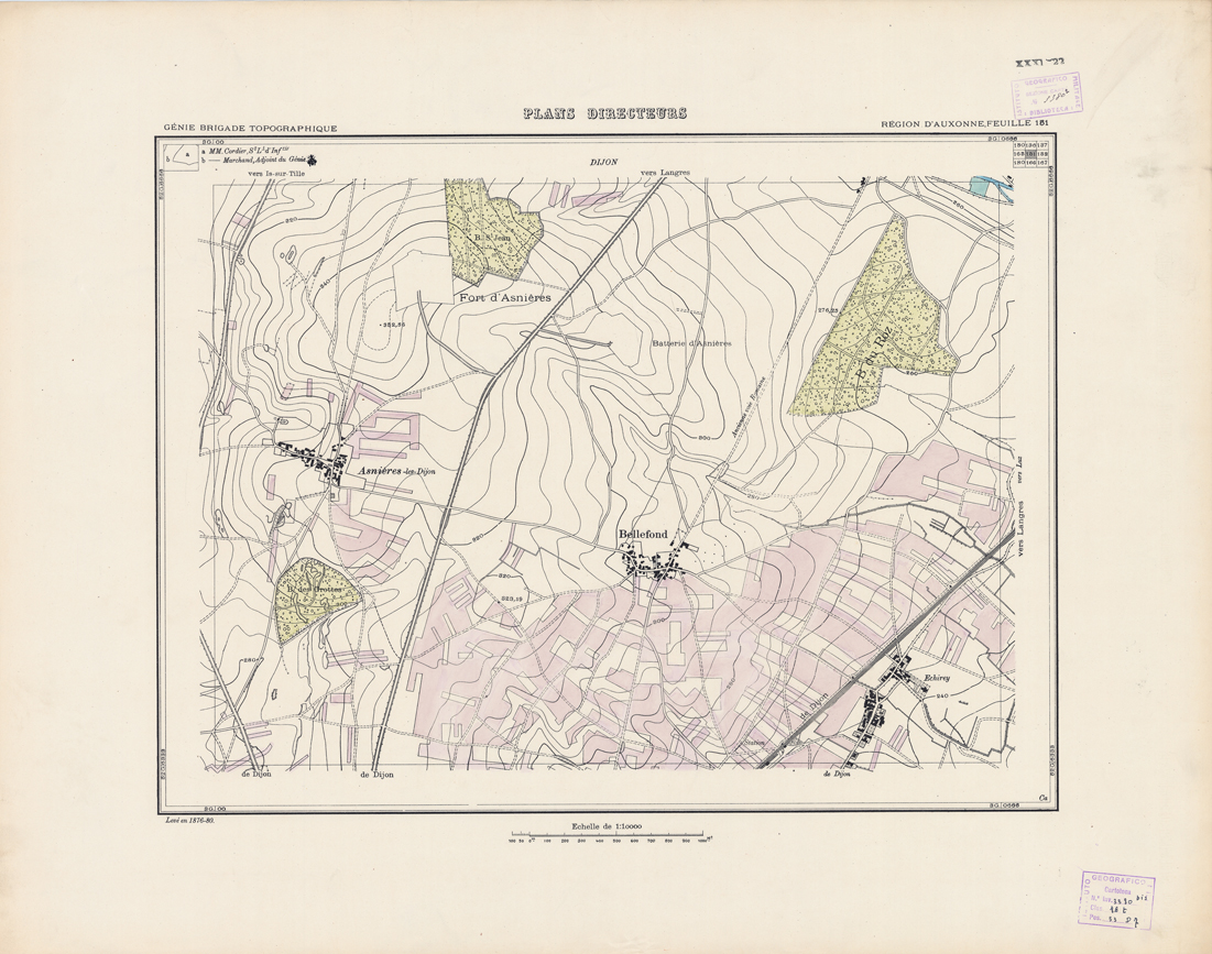 (N:21312) PLANS DIRECTEURS - REGION D'AUXONNE FEUILLE 151 (B0017793) Carte e stampe antiche: riproduzione a colori su carta (formato A1)