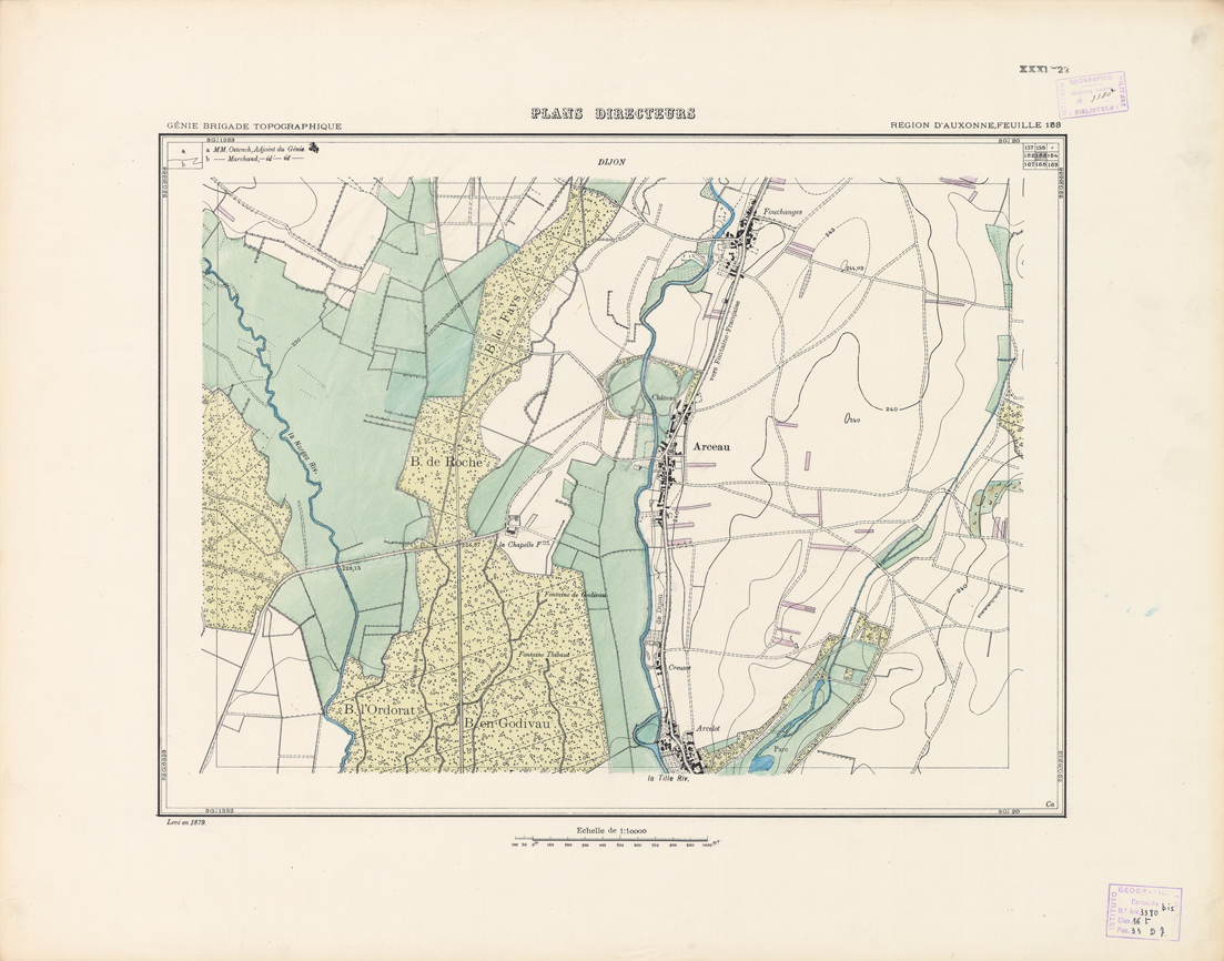 (N:21314) PLANS DIRECTEURS - REGION D'AUXONNE FEUILLE 153 (B0017795) Carte e stampe antiche: riproduzione a colori su carta (formato A1)