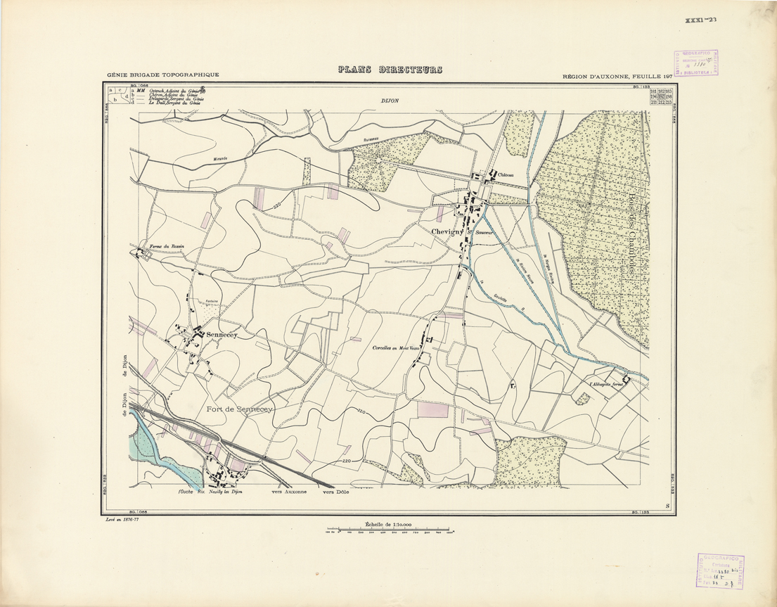 (N:21321) PLANS DIRECTEURS - REGION D'AUXONNE FEUILLE 197 (B0017803) Carte e stampe antiche: riproduzione a colori su carta (formato A1)