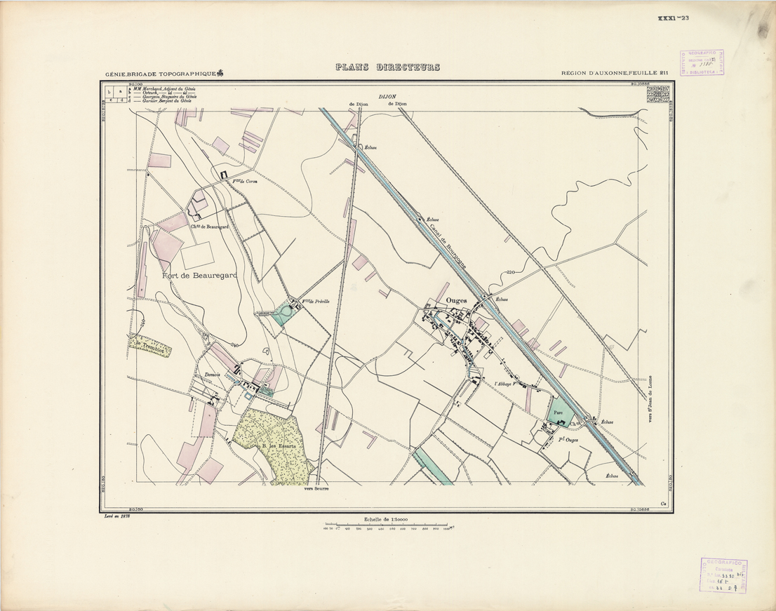 (N:21323) PLANS DIRECTEURS - REGION D'AUXONNE FEUILLE 211 (B0017805) Carte e stampe antiche: riproduzione a colori su carta (formato A1)