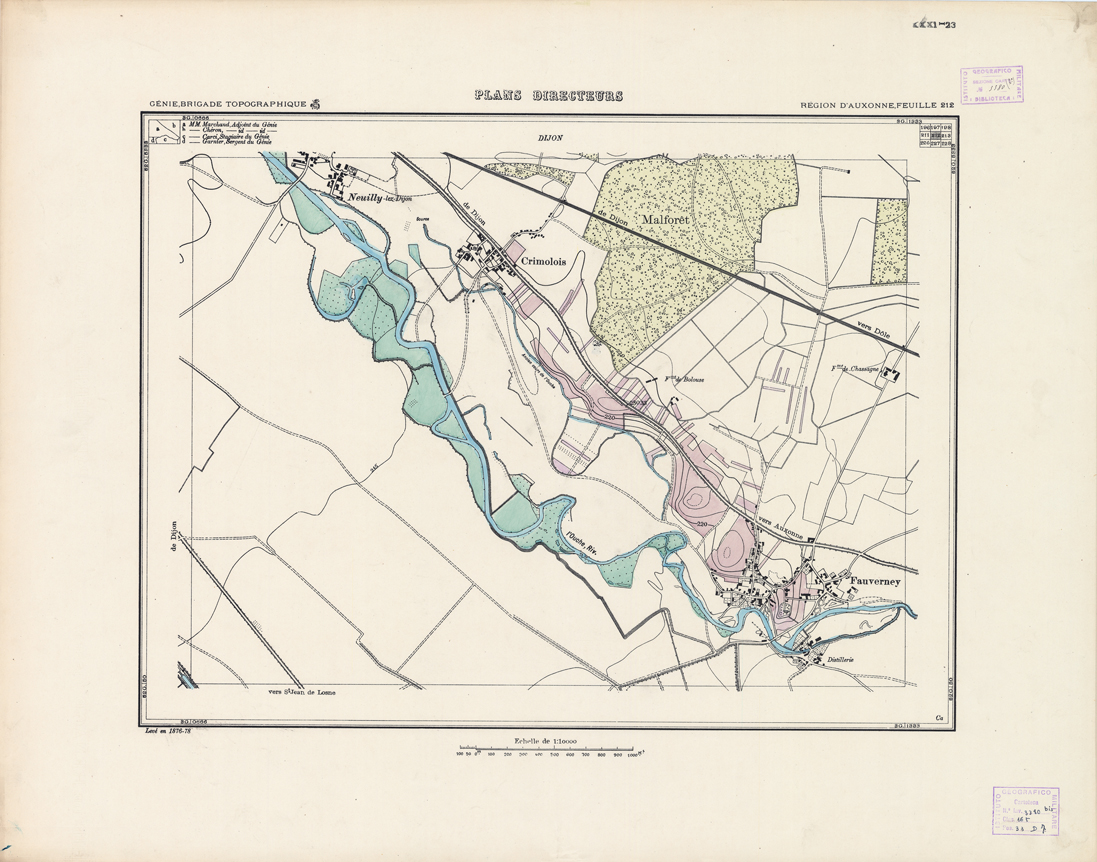 (N:21324) PLANS DIRECTEURS - REGION D'AUXONNE FEUILLE 212 (B0017806) Carte e stampe antiche: riproduzione a colori su carta (formato A1)