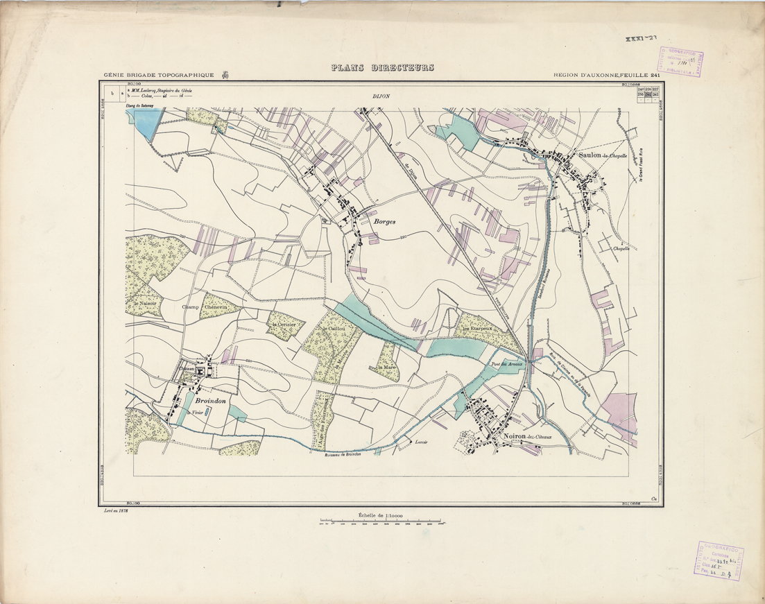 (N:21329) PLANS DIRECTEURS - REGION D'AUXONNE FEUILLE 241 (B0017811) Carte e stampe antiche: riproduzione a colori su carta (formato A1)