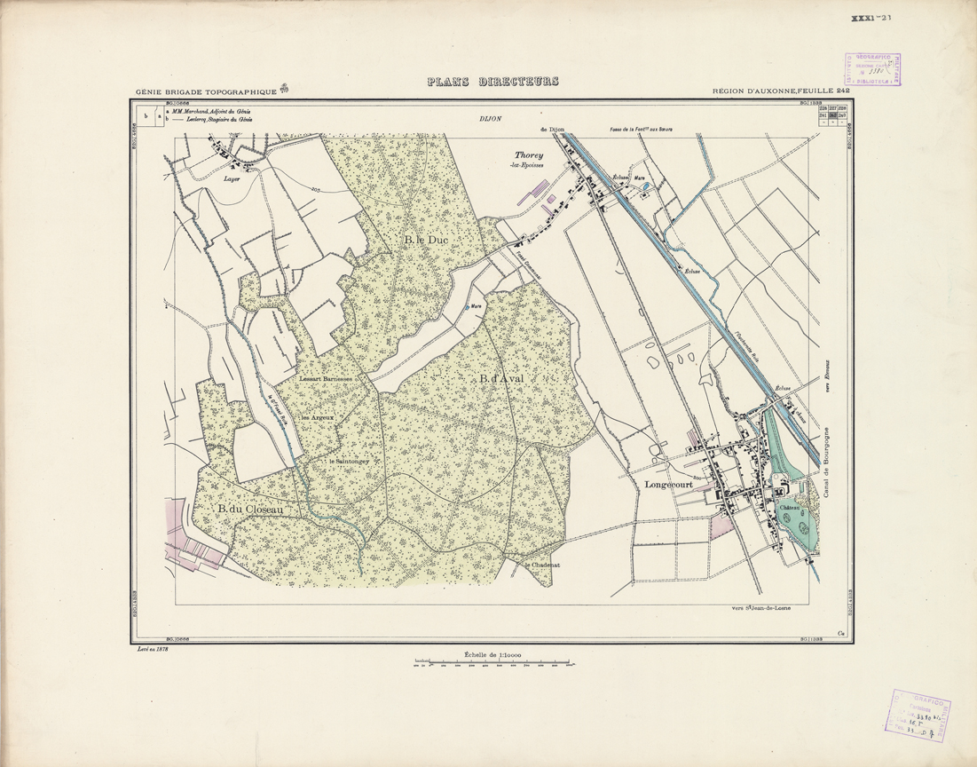 (N:21330) PLANS DIRECTEURS - REGION D'AUXONNE FEUILLE 242 (B0017812) Carte e stampe antiche: riproduzione a colori su carta (formato A1)