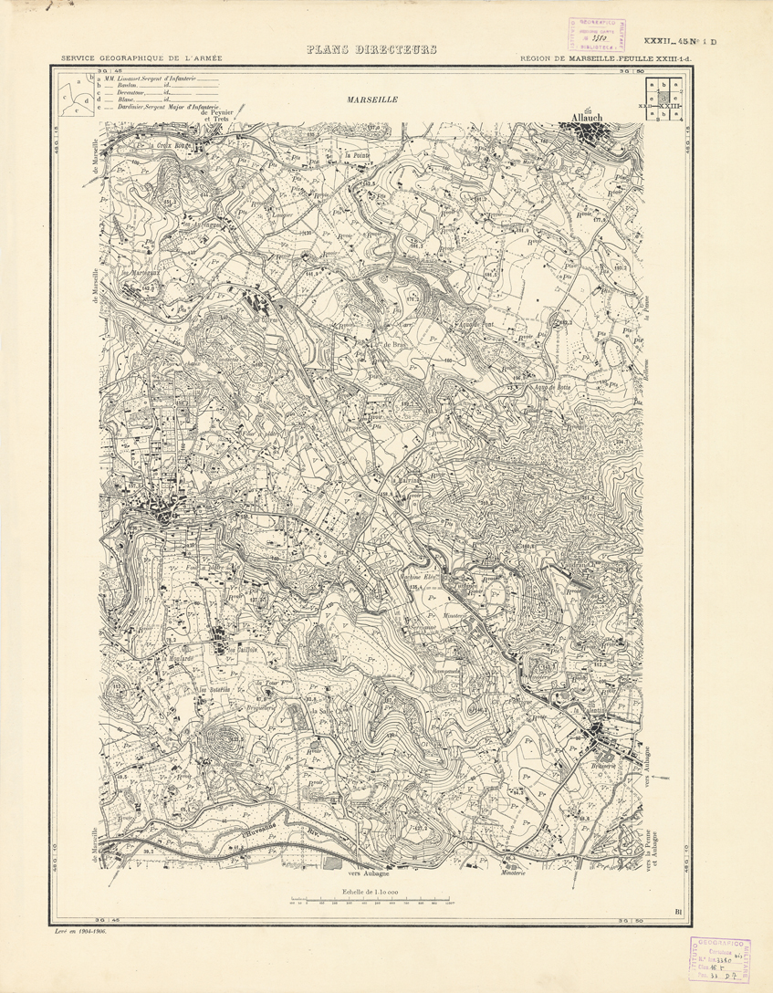 (N:21334) PLANS DIRECTEURS - REGION DE MARSEILLE FEUILLE XXIII N1d (B0017816) Carte e stampe antiche: riproduzione a colori su carta (formato A1)