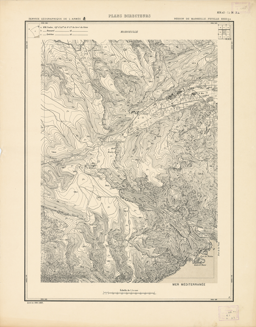 (N:21364) PLANS DIRECTEURS - REGION DE MARSEILLE FEUILLE XXII N1a (B0017846) Carte e stampe antiche: riproduzione a colori su carta (formato A1)