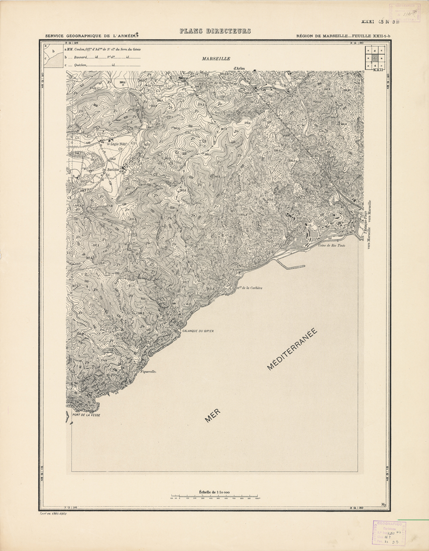 (N:21365) PLANS DIRECTEURS - REGIONE DE MARSEILLE FEUILLE XXII N1b (B0017847) Carte e stampe antiche: riproduzione a colori su carta (formato A1)
