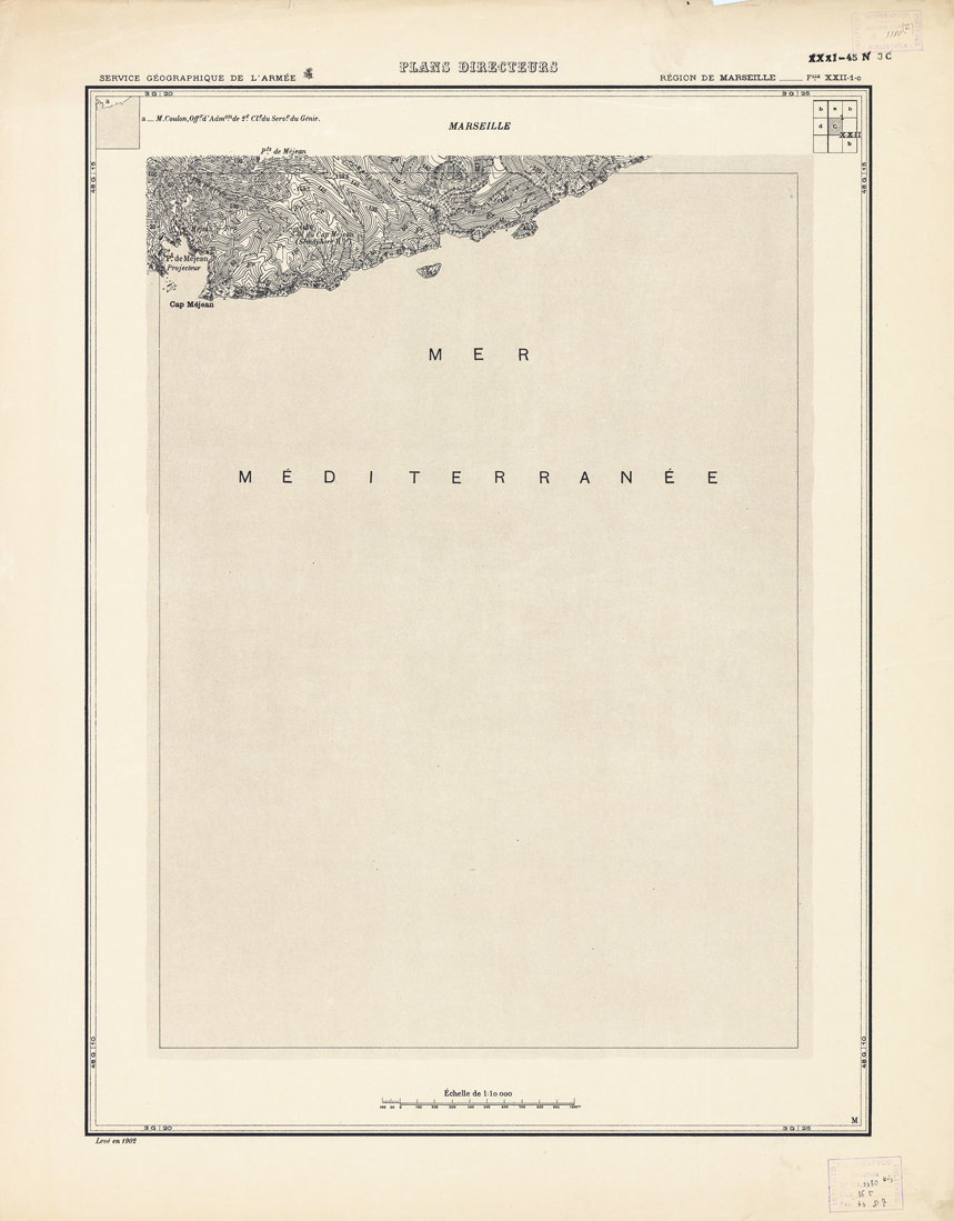(N:21366) PLANS DIRECTEURS - REGION DE MARSEILLE FEUILLE XXII N1c (B0017848) Carte e stampe antiche: riproduzione a colori su carta (formato A1)