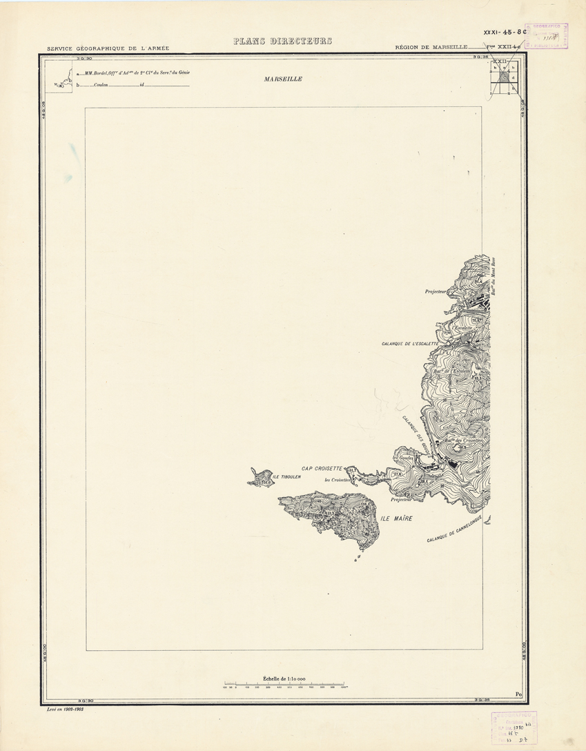 (N:21368) PLANS DIRECTEURS - REGION DE MERSEILLE FEUILLE XXXI 45 N8c (B0017850) Carte e stampe antiche: riproduzione a colori su carta (formato A1)
