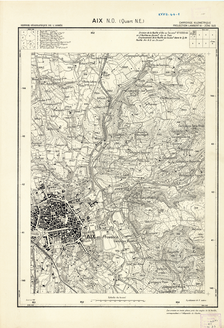 (N:21420) PLANS DIRECTEURS - AIX N.O. XXXII 44 N1b (B0017912) Carte e stampe antiche: riproduzione a colori su carta (formato A1)