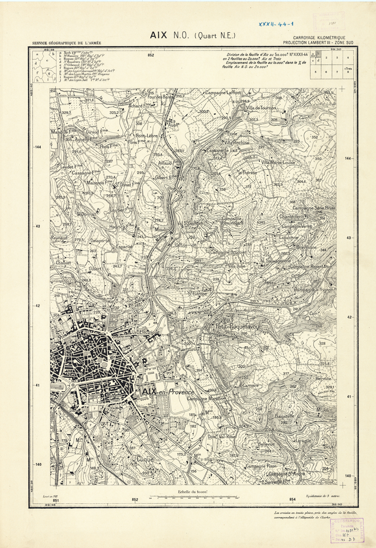 (N:21421) PLANS DIRECTEURS - AIX N.O. XXXII 44 N1b (B0017913) Carte e stampe antiche: riproduzione a colori su carta (formato A1)