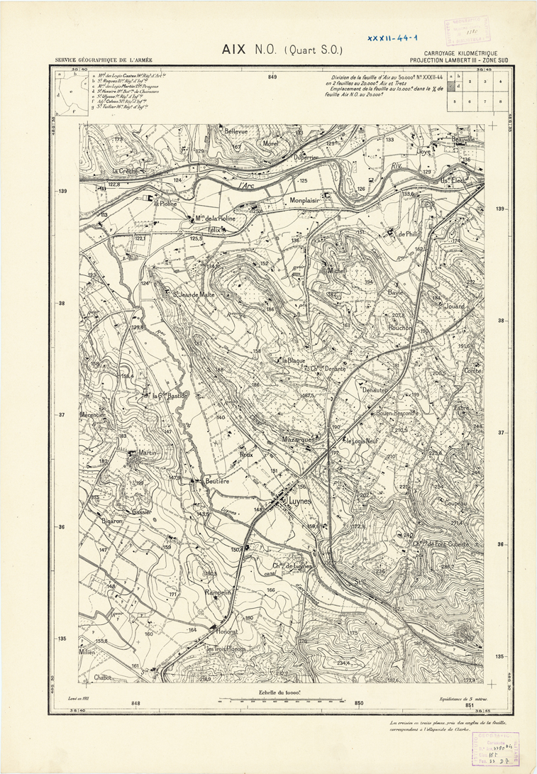 (N:21423) PLANS DIRECTEURS - AIX N.O. XXXII 44 N1c (B0017915) Carte e stampe antiche: riproduzione a colori su carta (formato A1)