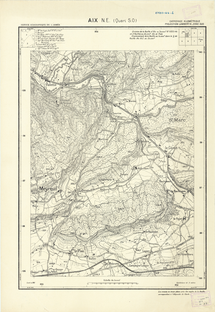 (N:21427) PLANS DIRECTEURS - AIX N.E. XXXII 44 N2c (B0017919) Carte e stampe antiche: riproduzione a colori su carta (formato A1)