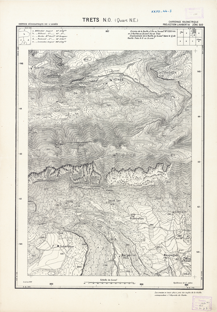 (N:21429) PLANS DIRECTEURS - TRETS N.O. 3b (B0017921) Carte e stampe antiche: riproduzione a colori su carta (formato A1)