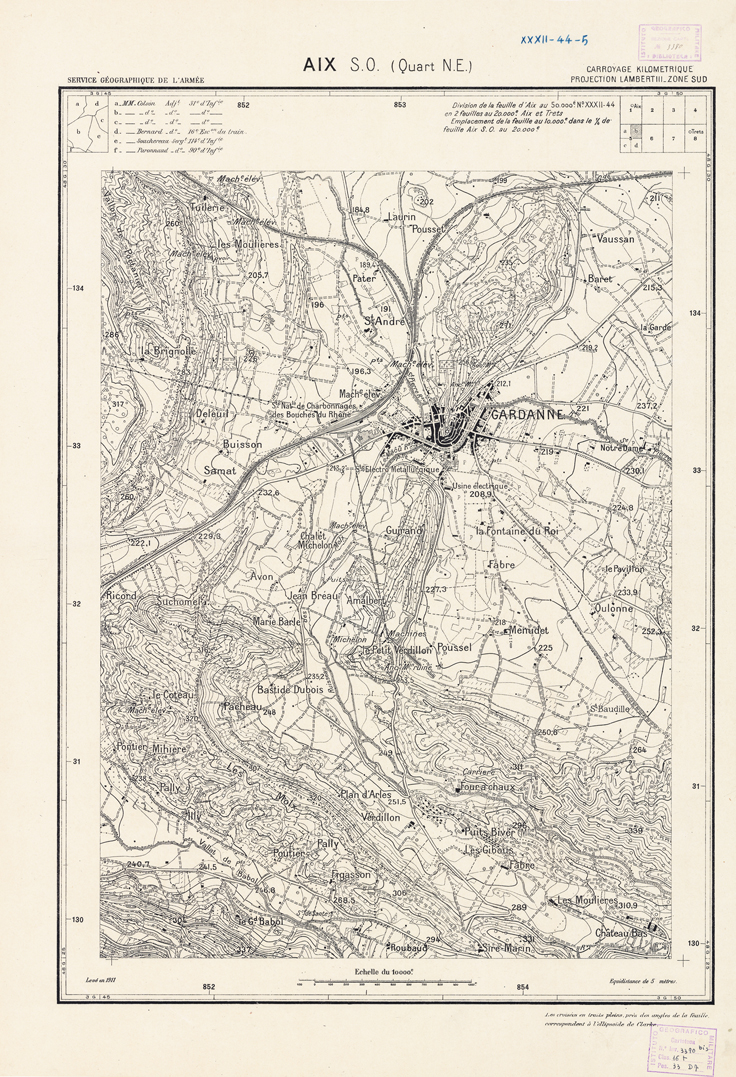 (N:21437) PLANS DIRECTEURS - AIX S.O. XXXII 44 N5b (B0017929) Carte e stampe antiche: riproduzione a colori su carta (formato A1)