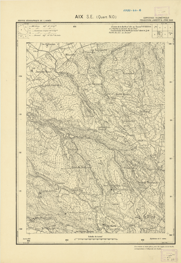 (N:21444) PLANS DIRECTEURS - AIX S.E. XXXII 44 N6a (B0017936) Carte e stampe antiche: riproduzione a colori su carta (formato A1)
