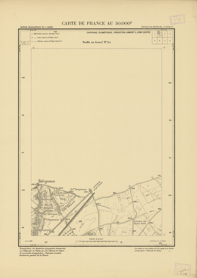 (N:21459) PLANS DIRECTEURS - FEUILLE DE MONTLUEL XXXI 31 N2a (B0017951) Carte e stampe antiche: riproduzione a colori su carta (formato A1)