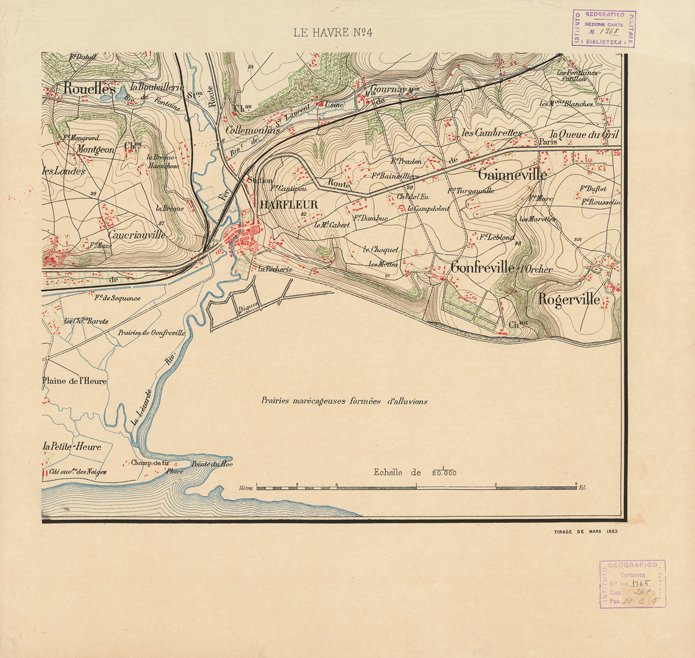 (N:21480) ENVIRONS DU HAVRE - LE HAVRE N4 (B0018066) Carte e stampe antiche: riproduzione a colori su carta (formato A1)