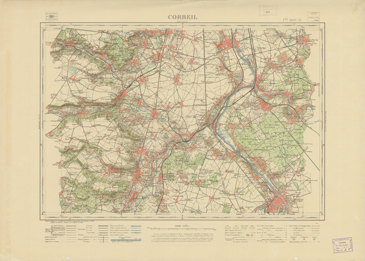 (N:21643) NOUVELLE CARTE DE FRANCE -  XXIII 15 - CORBEIL (B0018229) Carte e stampe antiche: riproduzione a colori su carta (formato A1)