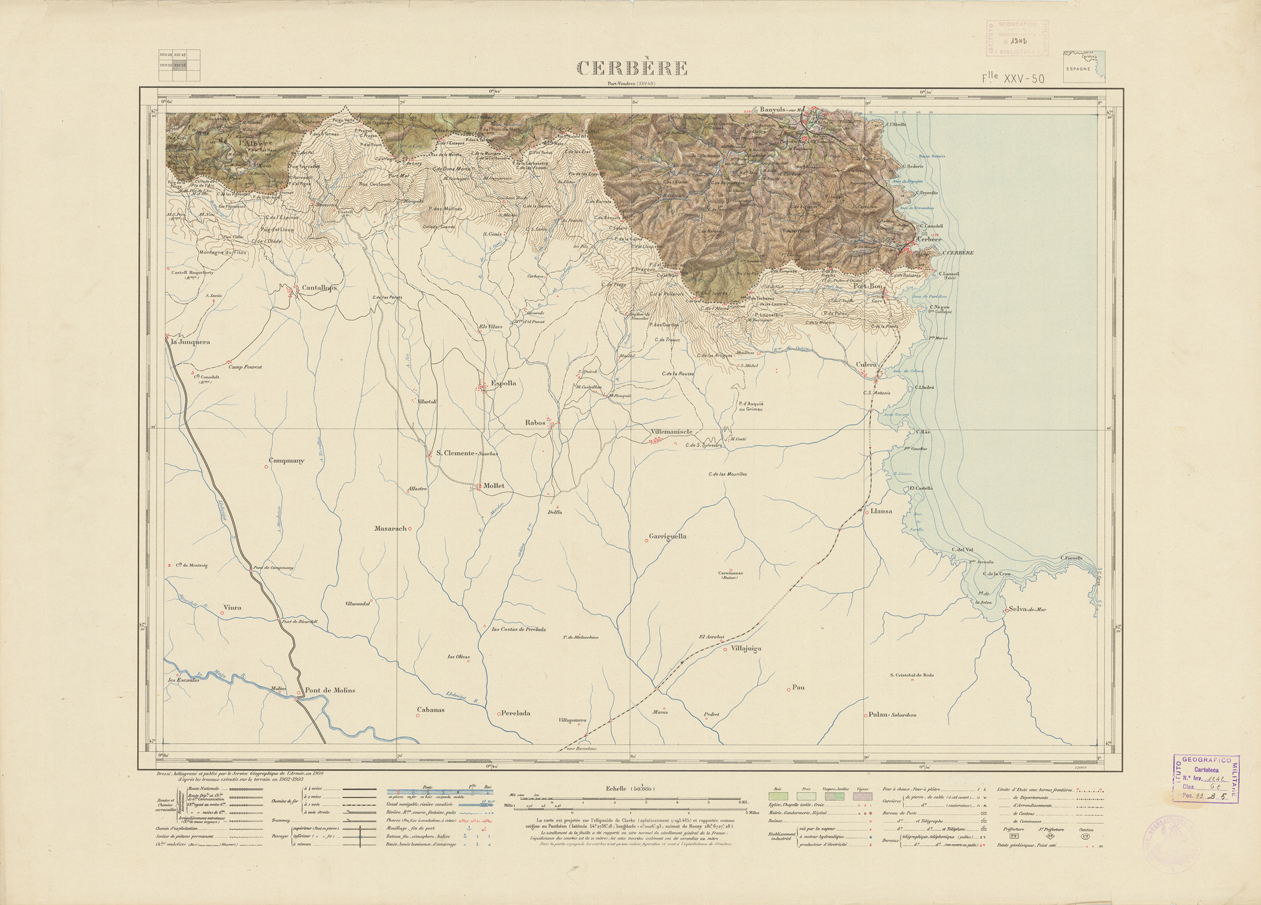 (N:21649) NOUVELLE CARTE DE FRANCE - XXV 50 - CERBERE (B0018235) Carte e stampe antiche: riproduzione a colori su carta (formato A1)