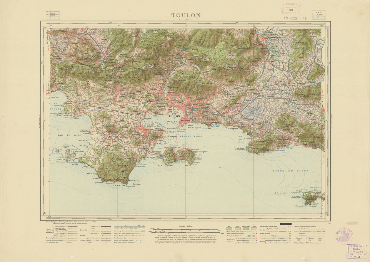 (N:21663) NOUVELLE CARTE DE FRANCE - XXXIII 46 - TOULON (B0018249) Carte e stampe antiche: riproduzione a colori su carta (formato A1)