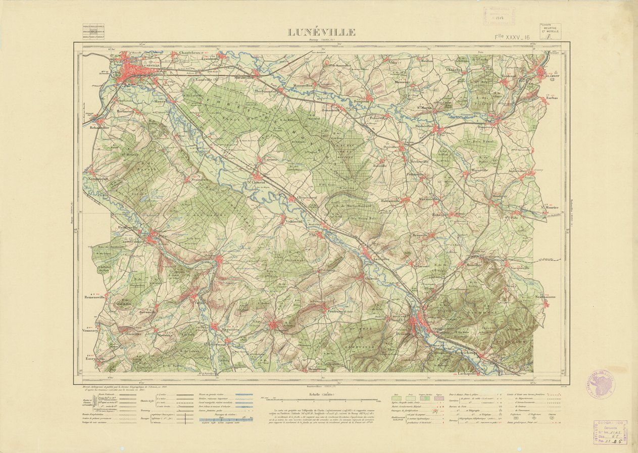 (N:21672) NOUVELLE CARTE DE FRANCE - XXXV 16 - LUNEVILLE (B0018258) Carte e stampe antiche: riproduzione a colori su carta (formato A1)