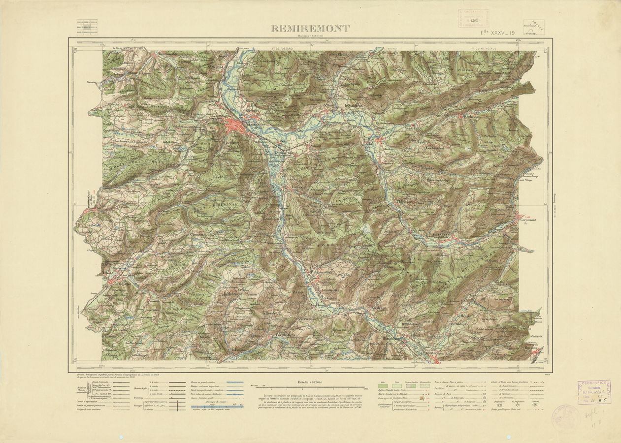 (N:21675) NOUVELLE CARTE DE FRANCE - XXXV 19 - REMIREMONT (B0018261) Carte e stampe antiche: riproduzione a colori su carta (formato A1)