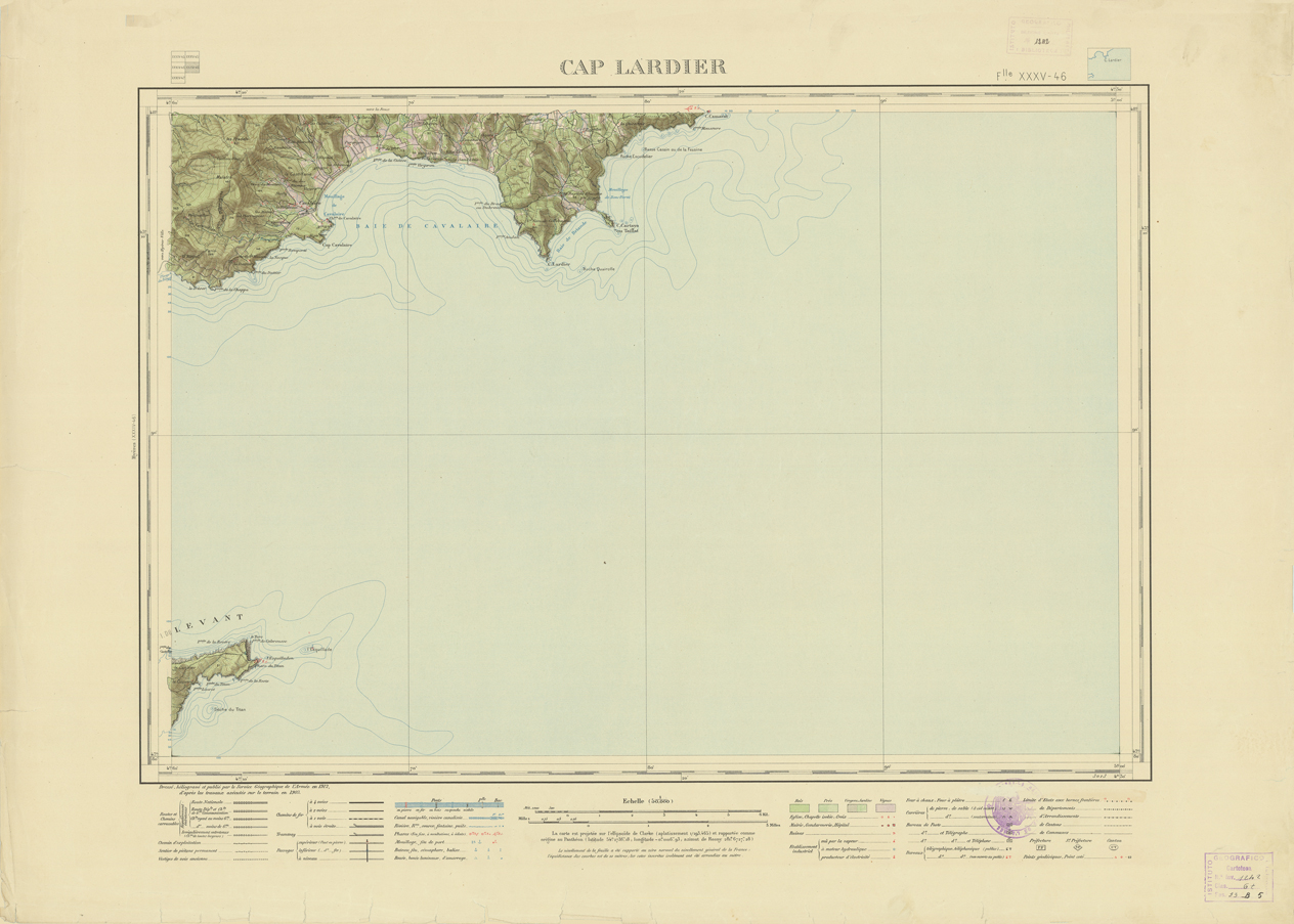 (N:21677) NOUVELLE CARTE DE FRANCE -  XXXVI 43 - CAP LARDIER (B0018263) Carte e stampe antiche: riproduzione a colori su carta (formato A1)