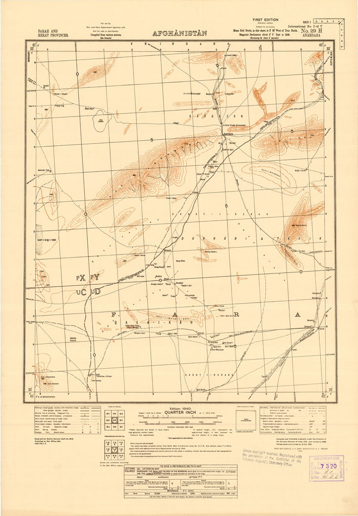 (N:35222) AFGHANISTAN AND N. W FRONTIER PROVINCE U.S.S.R., BALUCHISTAN E IRAN - FOGLIO 2 (B0019703) Carte e stampe antiche: riproduzione a colori su carta (formato A1)