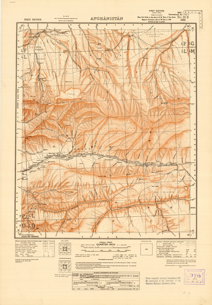 (N:35225) AFGHANISTAN AND N. W FRONTIER PROVINCE U.S.S.R., BALUCHISTAN E IRAN - FOGLIO 5 (B0019706) Carte e stampe antiche: riproduzione a colori su carta (formato A1)