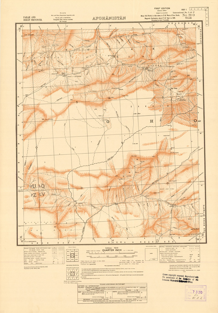 (N:35226) AFGHANISTAN AND N. W FRONTIER PROVINCE U.S.S.R., BALUCHISTAN E IRAN - FOGLIO 6 (B0019707) Carte e stampe antiche: riproduzione a colori su carta (formato A1)
