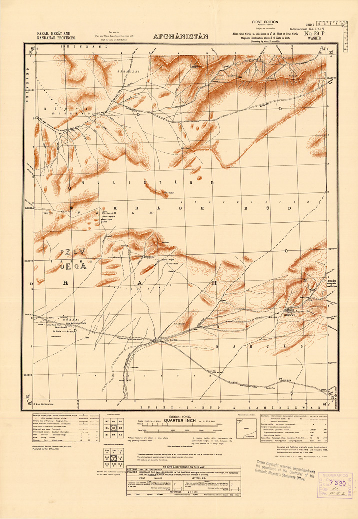 (N:35227) AFGHANISTAN AND N. W FRONTIER PROVINCE U.S.S.R., BALUCHISTAN E IRAN - FOGLIO 7 (B0019708) Carte e stampe antiche: riproduzione a colori su carta (formato A1)