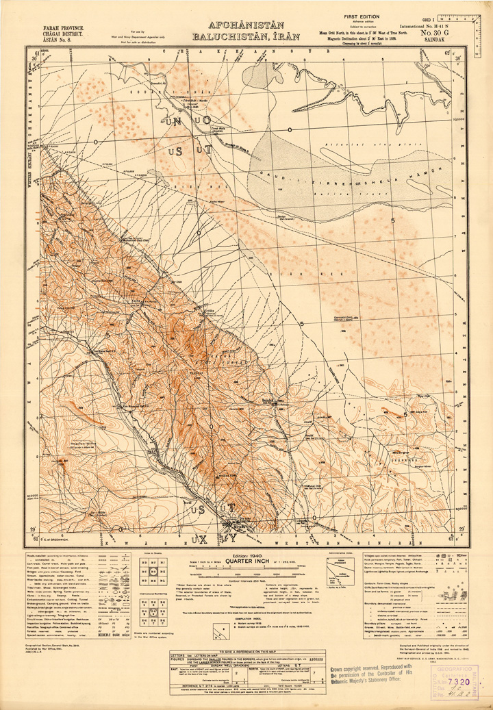 (N:35232) AFGHANISTAN AND N. W FRONTIER PROVINCE U.S.S.R., BALUCHISTAN E IRAN - FOGLIO 8 (B0019709) Carte e stampe antiche: riproduzione a colori su carta (formato A1)