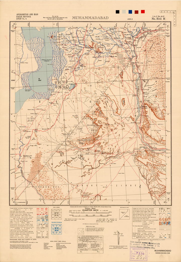 (N:35242) AFGHANISTAN AND N. W FRONTIER PROVINCE U.S.S.R., BALUCHISTAN E IRAN - FOGLIO 18 (B0019719) Carte e stampe antiche: riproduzione a colori su carta (formato A1)