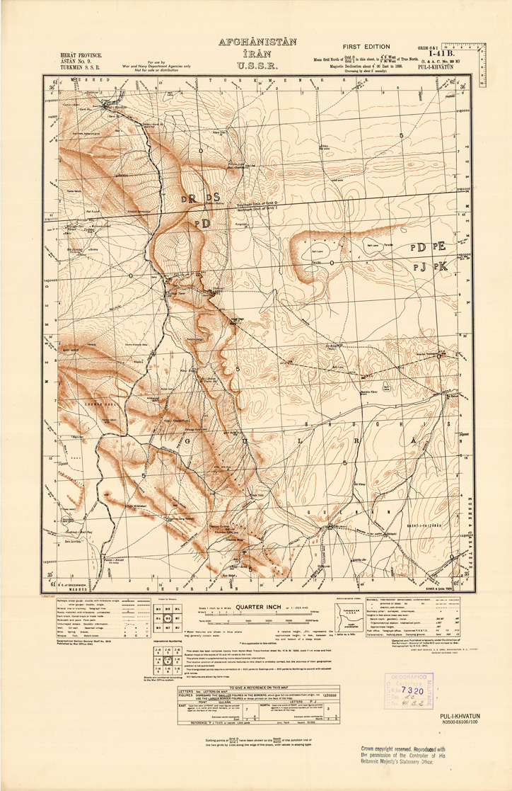 (N:35245) AFGHANISTAN AND N. W FRONTIER PROVINCE U.S.S.R., BALUCHISTAN E IRAN - FOGLIO 21 (B0019722) Carte e stampe antiche: riproduzione a colori su carta (formato A1)