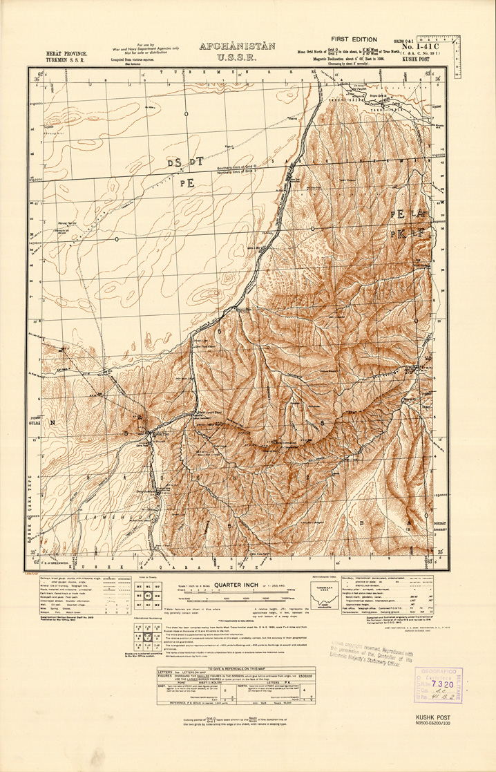 (N:35246) AFGHANISTAN AND N. W FRONTIER PROVINCE U.S.S.R., BALUCHISTAN E IRAN - FOGLIO 22 (B0019723) Carte e stampe antiche: riproduzione a colori su carta (formato A1)