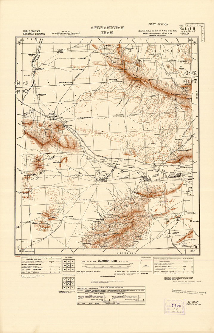 (N:35248) AFGHANISTAN AND N. W FRONTIER PROVINCE U.S.S.R., BALUCHISTAN E IRAN - FOGLIO 24 (B0019725) Carte e stampe antiche: riproduzione a colori su carta (formato A1)