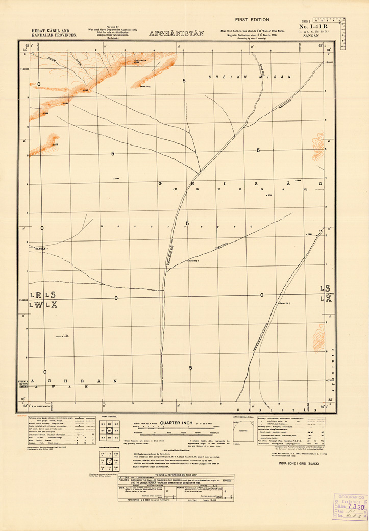 (N:35252) AFGHANISTAN AND N. W FRONTIER PROVINCE U.S.S.R., BALUCHISTAN E IRAN - FOGLIO 28 (B0019729) Carte e stampe antiche: riproduzione a colori su carta (formato A1)