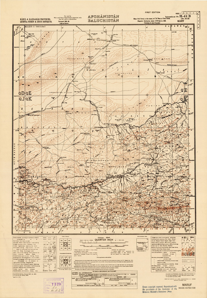 (N:35253) AFGHANISTAN AND N. W FRONTIER PROVINCE U.S.S.R., BALUCHISTAN E IRAN - FOGLIO 29 (B0019730) Carte e stampe antiche: riproduzione a colori su carta (formato A1)