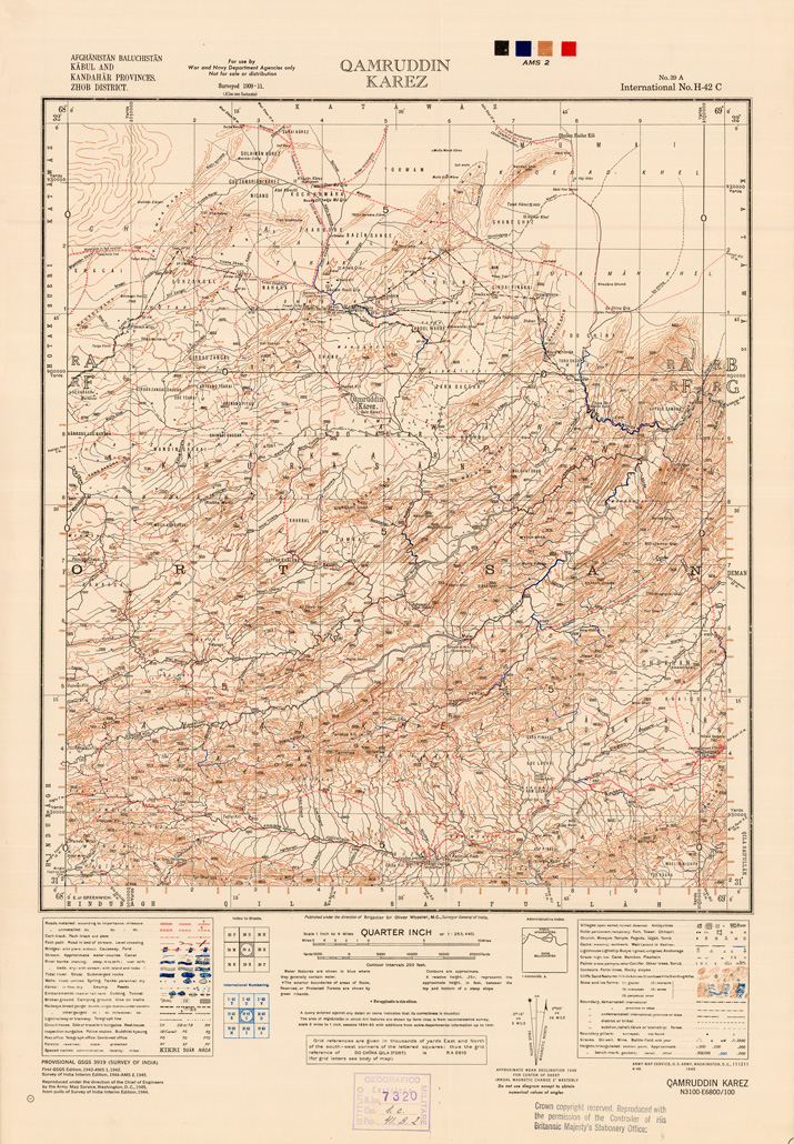 (N:35254) AFGHANISTAN AND N. W FRONTIER PROVINCE U.S.S.R., BALUCHISTAN E IRAN - FOGLIO 30 (B0019731) Carte e stampe antiche: riproduzione a colori su carta (formato A1)