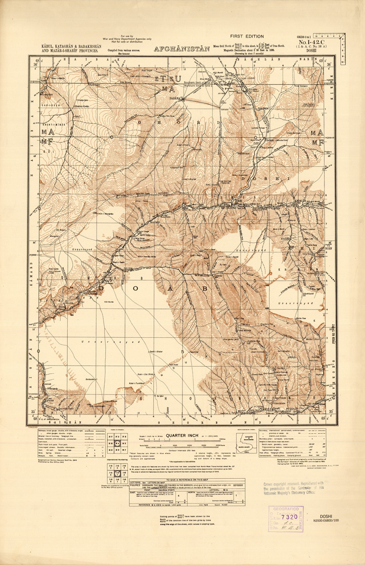 (N:35259) AFGHANISTAN AND N. W FRONTIER PROVINCE U.S.S.R., BALUCHISTAN E IRAN - FOGLIO 35 (B0019736) Carte e stampe antiche: riproduzione a colori su carta (formato A1)