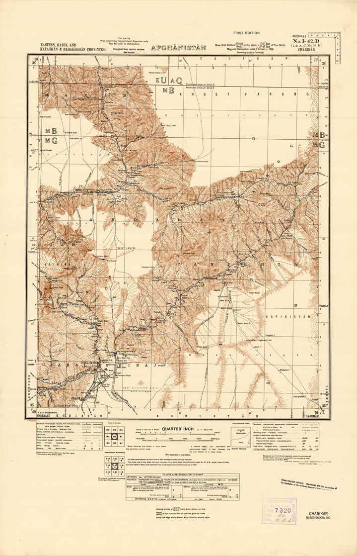 (N:35260) AFGHANISTAN AND N. W FRONTIER PROVINCE U.S.S.R., BALUCHISTAN E IRAN - FOGLIO 36 (B0019737) Carte e stampe antiche: riproduzione a colori su carta (formato A1)